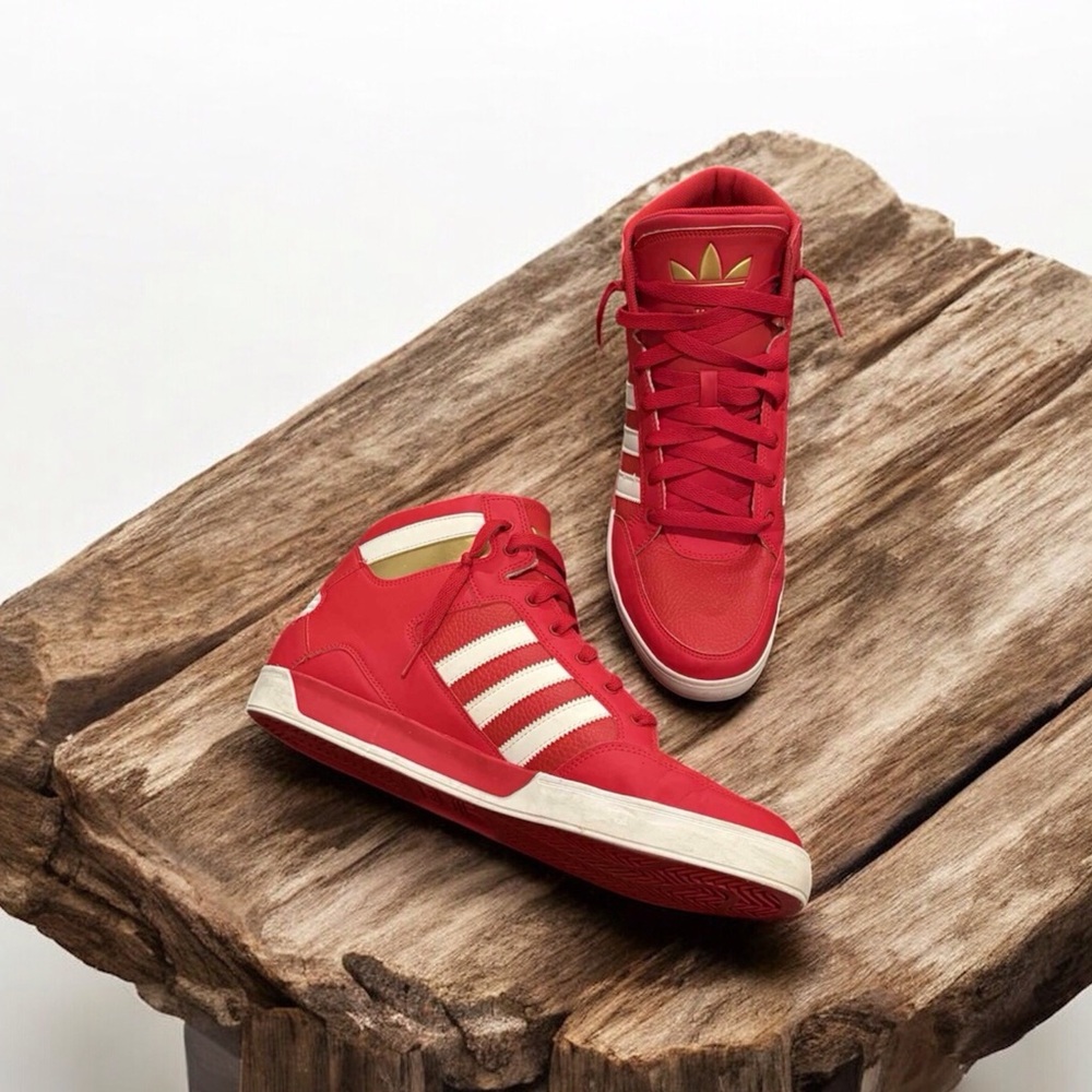 ADIDAS Hard Court Red & Gold High-Top Sneakers